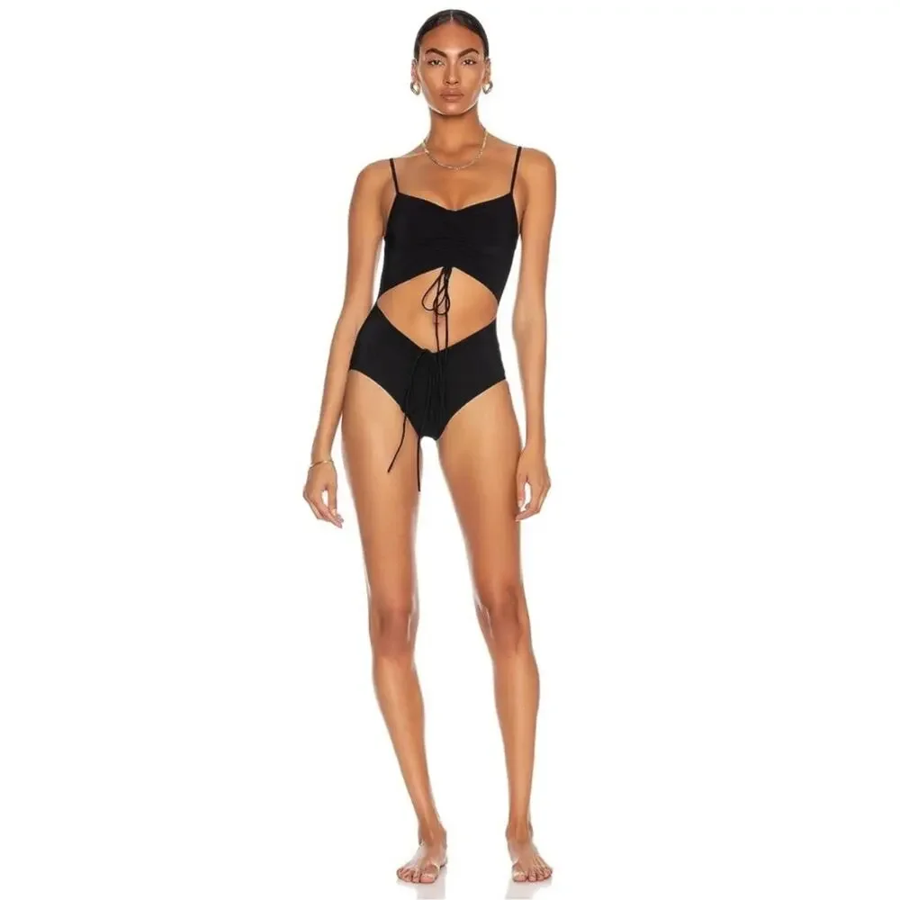 Christopher Esber Ruched Disconnect Swimsuit in Black AU4/US0